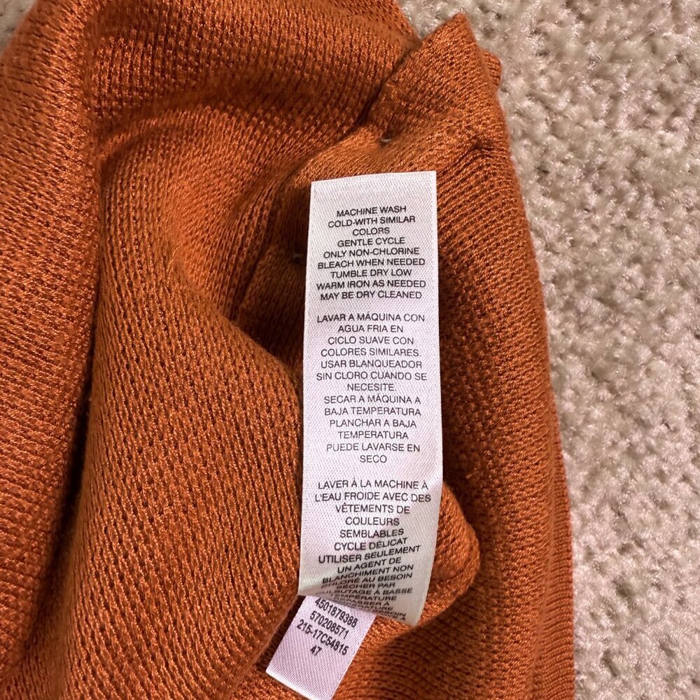 Chico's Women's Top Size 1 S/M Orange 3/4 Sleeve Knit Rayon Career Casual F221 - Picture 6 of 10